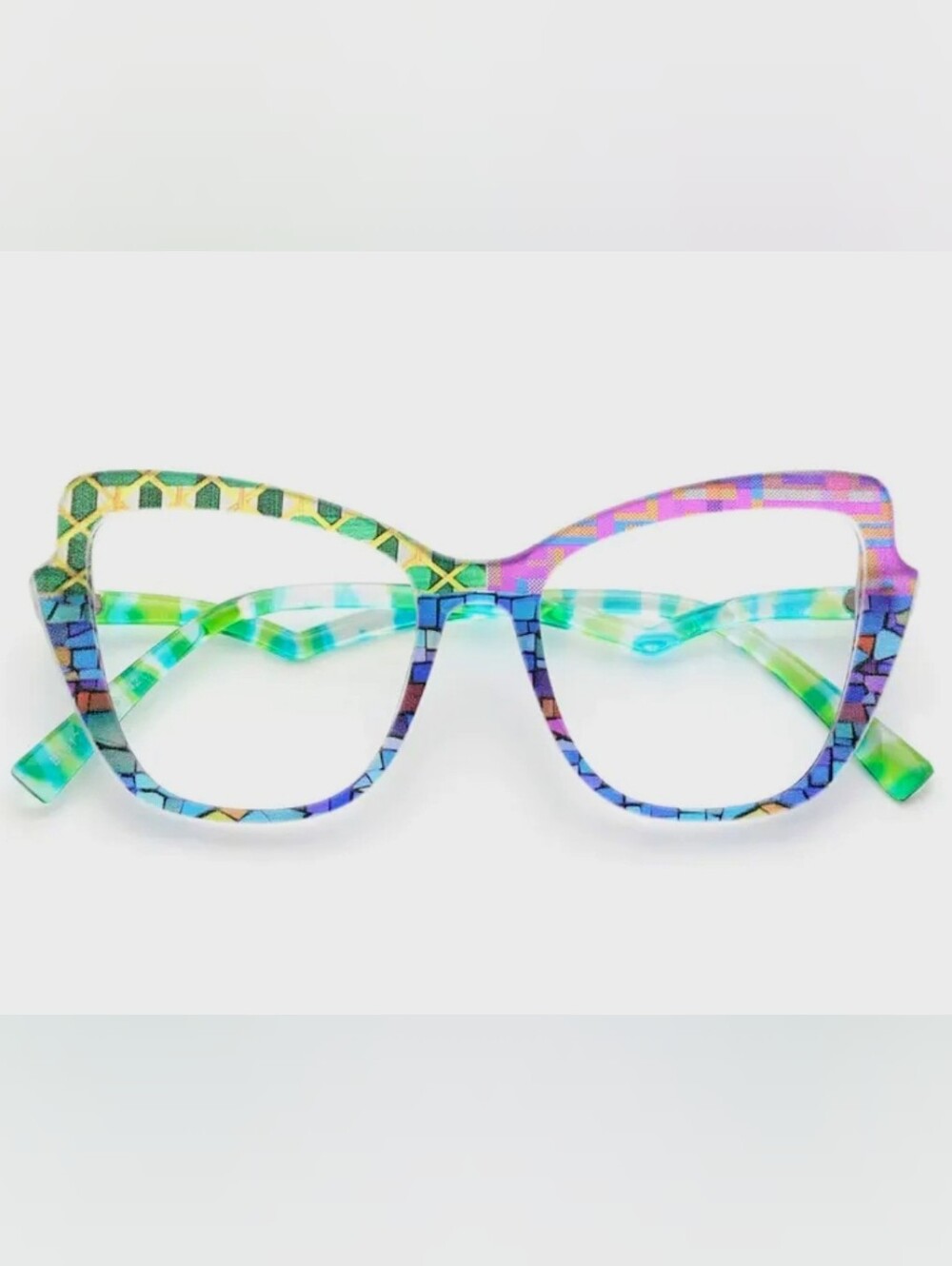NWOT Multicolor Mosaic Cat-Eye Women's Glasses.